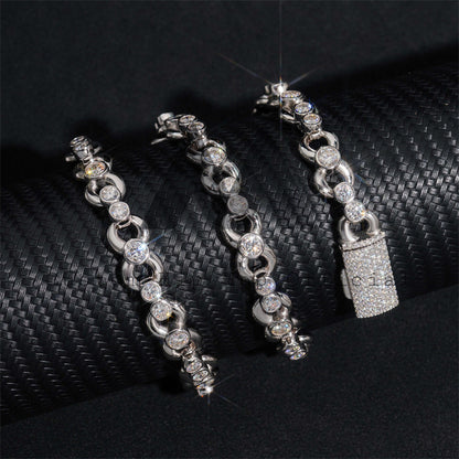 New Arrival Iced Out Bezel Setting Moissanite Diamond Infinity Link Chain Rapper Jewelry