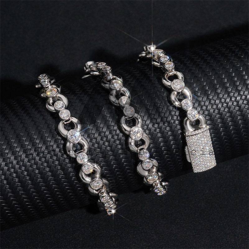 New Arrival Iced Out Bezel Setting Moissanite Diamond Infinity Link Chain Hip Hop Jewelry3