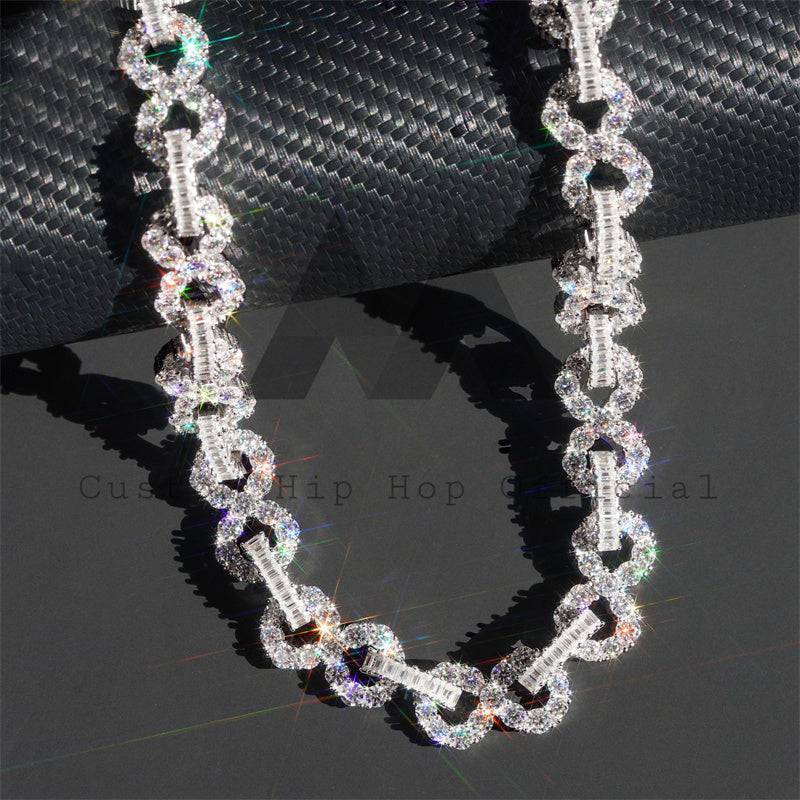 15MM Iced Out Moissanite Diamond Silver Chain Hip Hop Jewelry