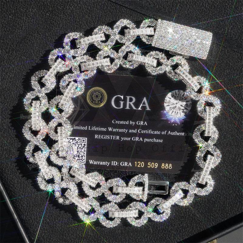 15MM Iced Out Moissanite Diamond Silver Chain Hip Hop Jewelry