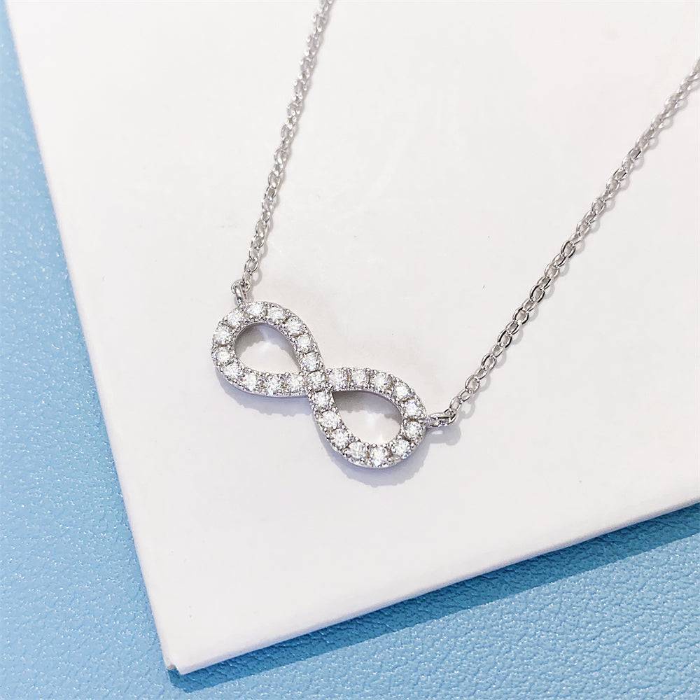 Valentines Day Women Elegant Design Moisasnite Diamond Infinity Link Necklace