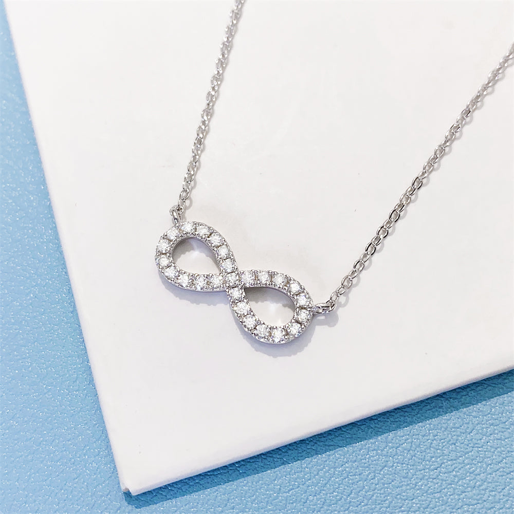 Valentines Day Women Elegant Design Moisasnite Diamond Infinity Link Necklace