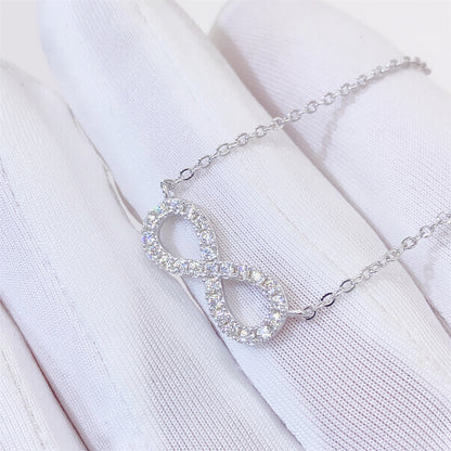 Valentines Day Women Elegant Design Moisasnite Diamond Infinity Link Necklace