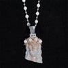 Elegant 2.5 inch Pearl Jesus Pendant with Sparkling Moissanite Accent