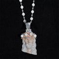Elegant 2.5 inch Pearl Jesus Pendant with Sparkling Moissanite Accent