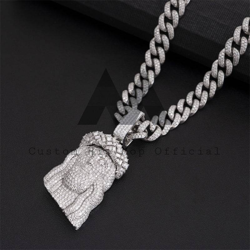 Iced out VVS moissanite diamond Jesus pendant hip hop jewelry that passes diamond tester3