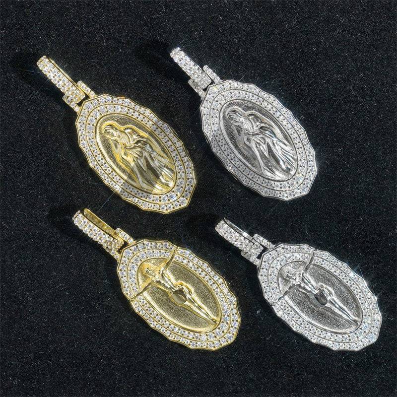 Iced Out Hip Hop Jewelry 925 Silver Maria & Jesus Pendant with Tennis Chain