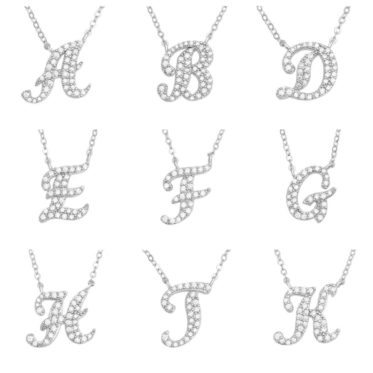 Stylish cute design 925 sterling silver women's moissanite letter necklace hip hop jewelry passing diamond tester2