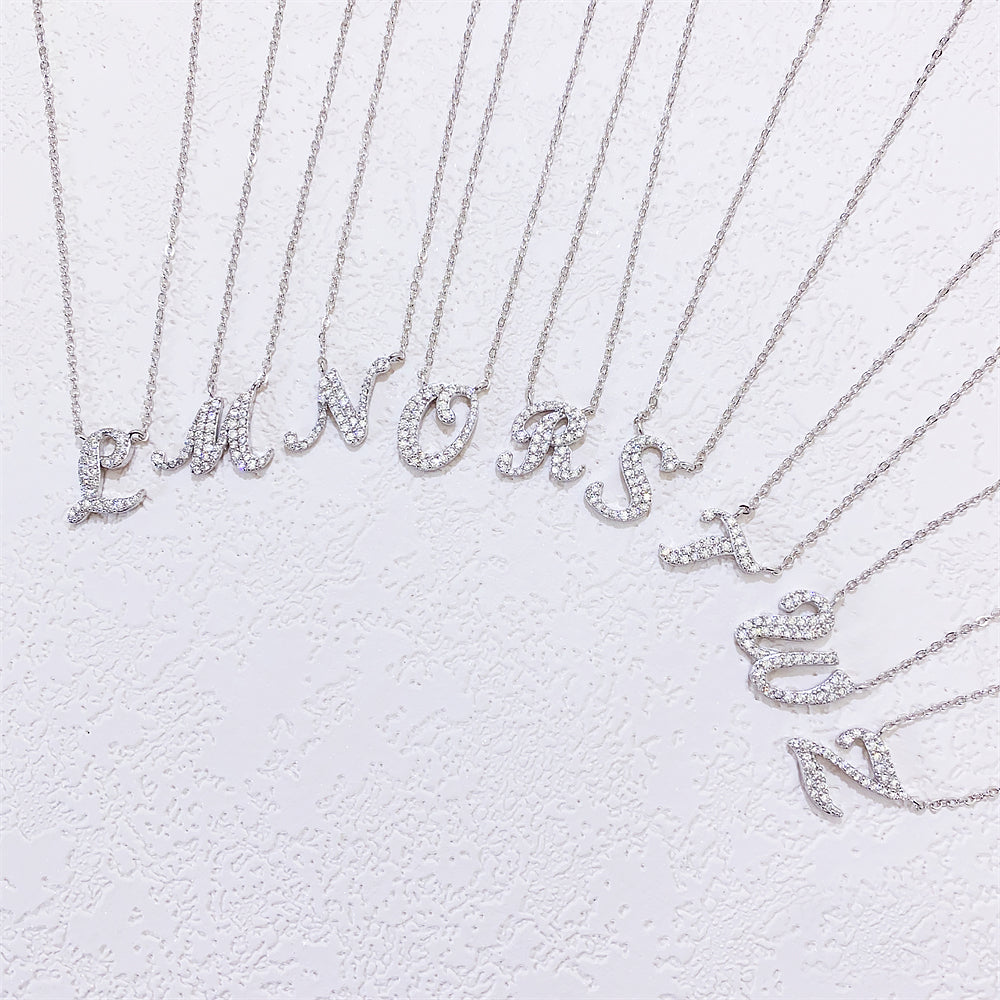 Стильный милый дизайн, женское ожерелье из стерлингового серебра 925 пробы с муассанитом и буквами, проходит тестер бриллиантов