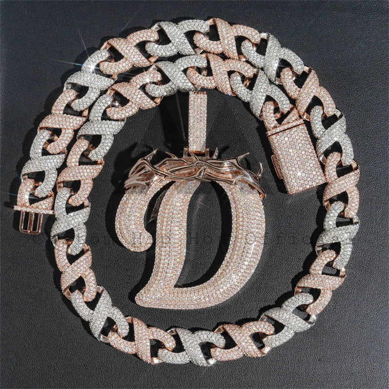 3-дюймовая подвеска с шипами из розового золота и инициалом D из стерлингового серебра 925 пробы в стиле хип-хоп с индивидуальной буквой