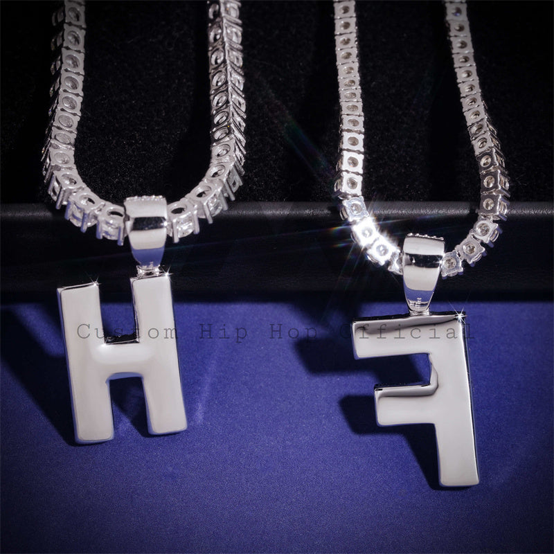 Hip hop jewelry with iced out 1.5 inch tall letter initial pendant and moissanite diamond fit for 3mm tennis chain1