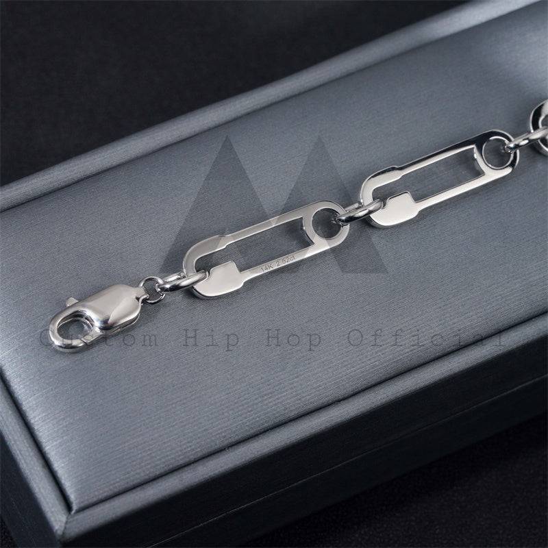 8MM Iced Out Moissanite Diamond Clip Bracelet For Men 925 Silver