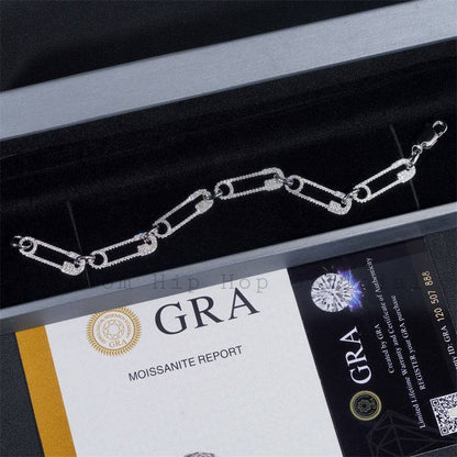 8MM Iced Out Moissanite Diamond Clip Bracelet For Men 925 Silver