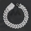 White Gold 925 Sterling Silver GRA Moissanite 15MM Two Rows Cuban Link Men Bracelet Hip Hop Jewelry2