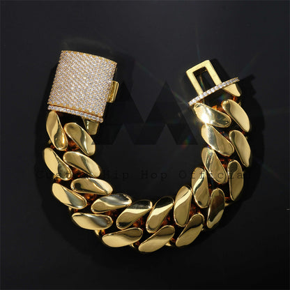 Iced Out 30MM Hand Made 999 Silver Moisasnite Cuban Link Bracelet Miami Style