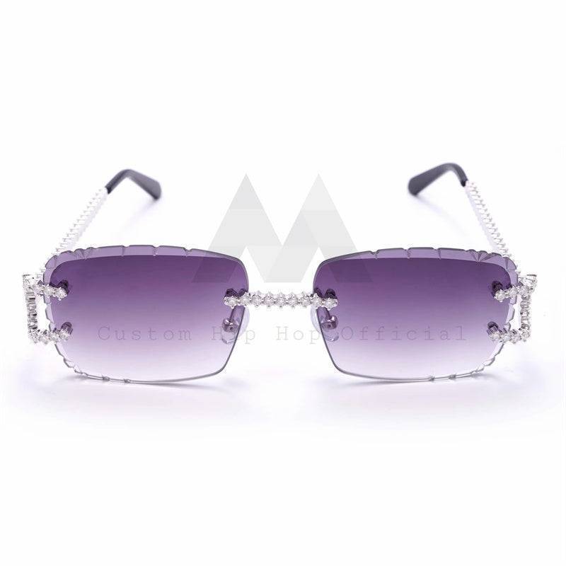 Moissanite Diamond Rimless Sunglasses 14K Gold