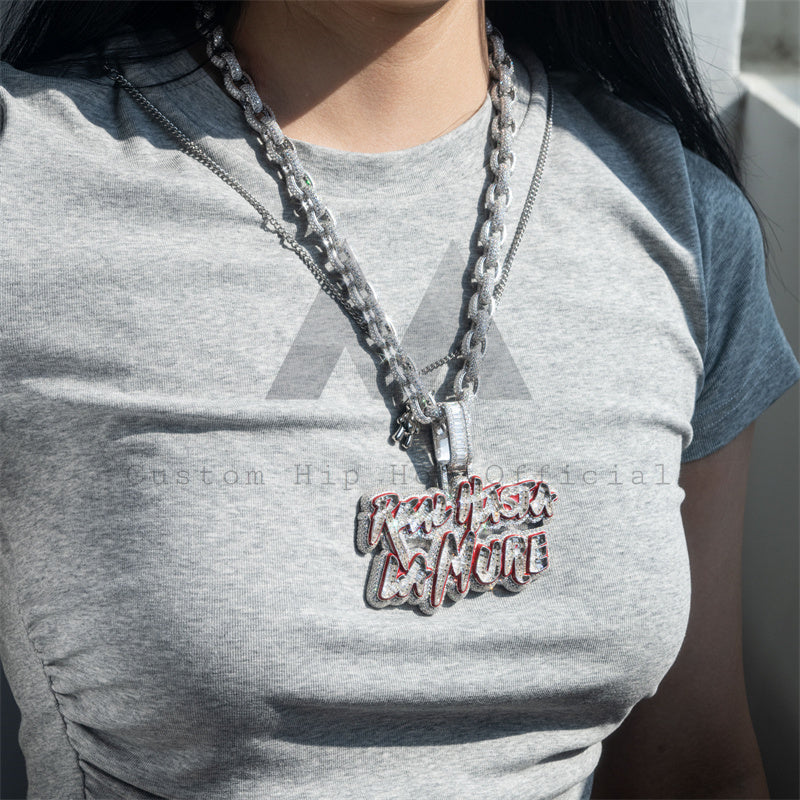 Цепочка хип-хоп-рэпер Iced Out VVS Муассанит с бриллиантами багетной огранки Real Hasta La Mure Подвеска