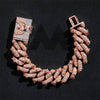 Hip hop jewelry featuring 20MM Baguette Cut Moissanite Cuban Bracelet in Rose Gold Plated Silver1