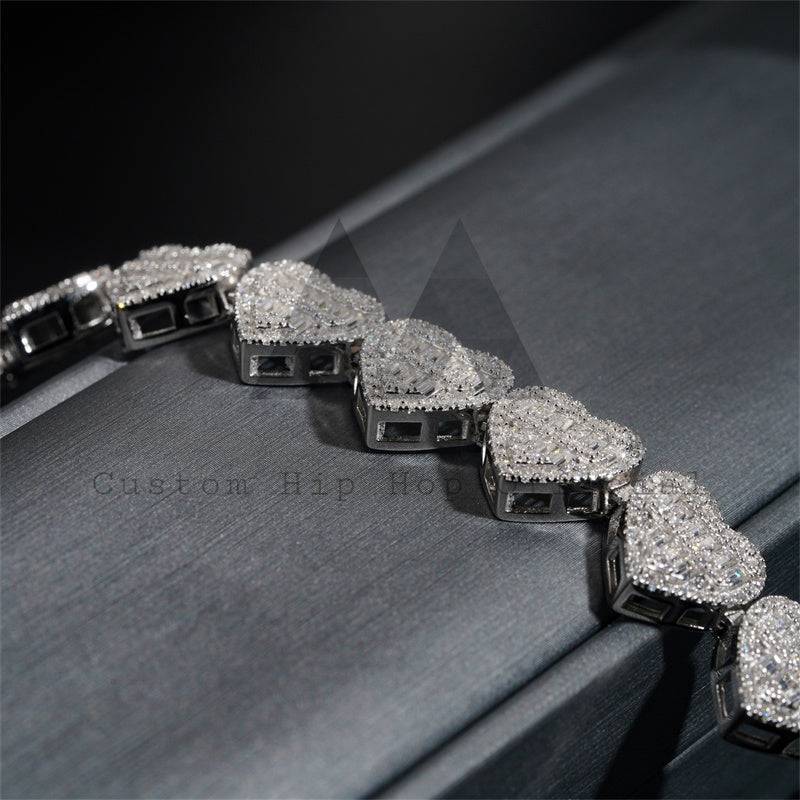 Luxury 925 Silver 13MM Baguette Moissanite Diamond Bracelet for Men Hip Hop Jewelry0