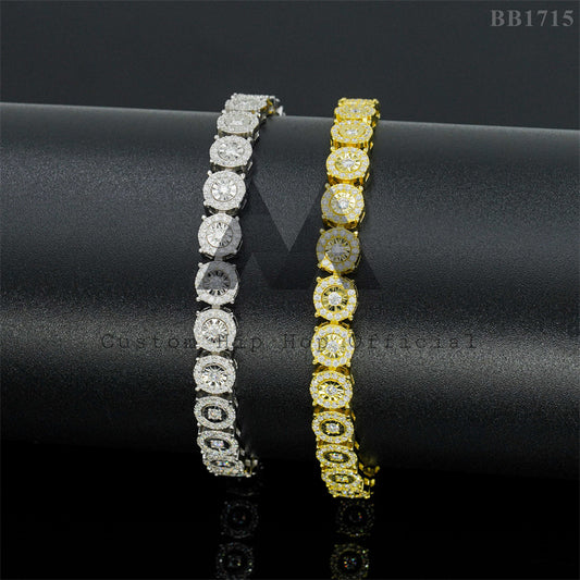 2024 new design rapper jewelry fanook style iced out disc moissanite bracelet2