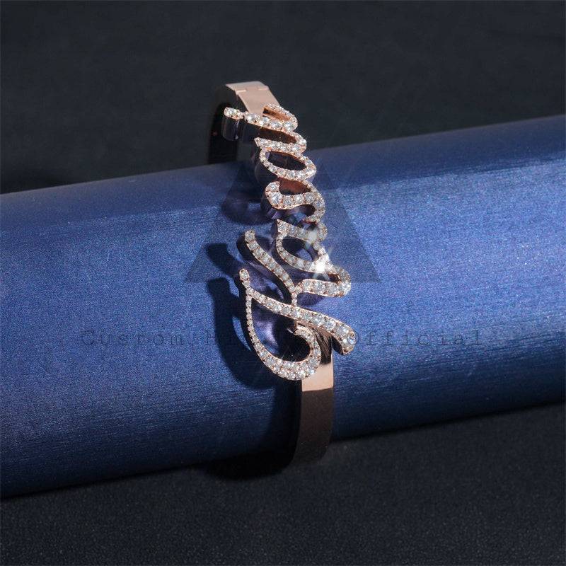 Rose Gold Plated 925 Silver Custom Name Bracelet With Moissanite Diamond