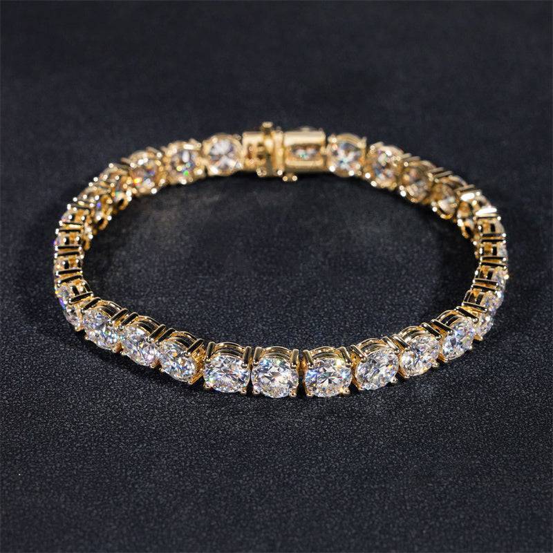 Men's 10K Gold 5MM Moissanite Tennis Bracelet Hip Hop Jewelry