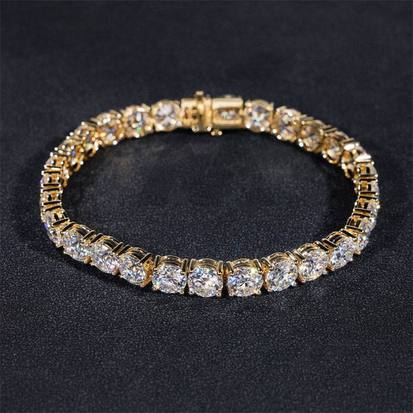 Men's 10K Gold 5MM Moissanite Tennis Bracelet | Hip Hop Jewelry
