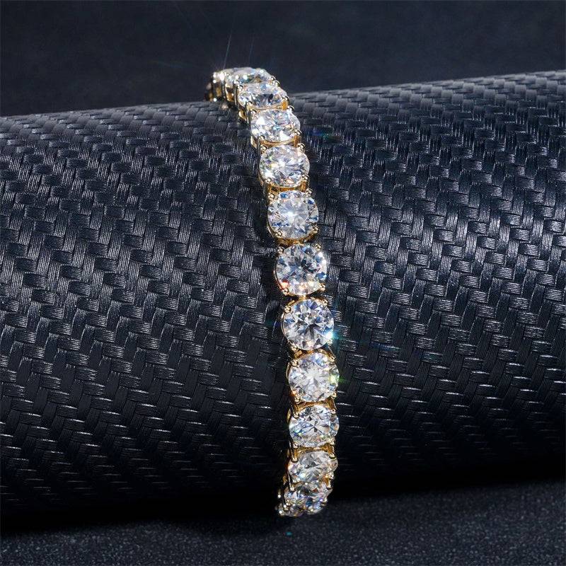 Men's 10K Gold 5MM Moissanite Tennis Bracelet Hip Hop Jewelry