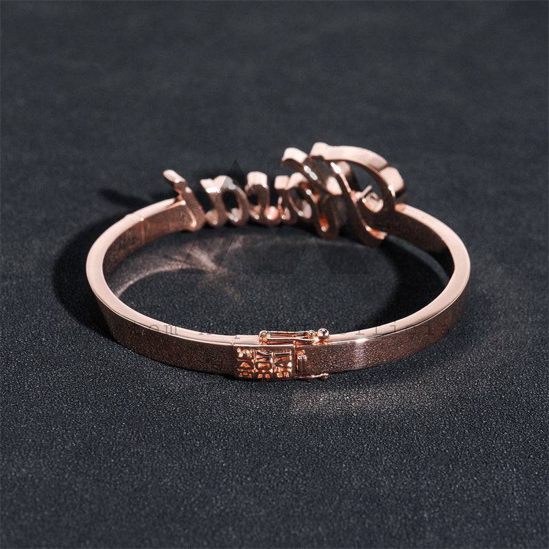 Rose Gold Plated 925 Silver Custom Name Bracelet With Moissanite Diamond