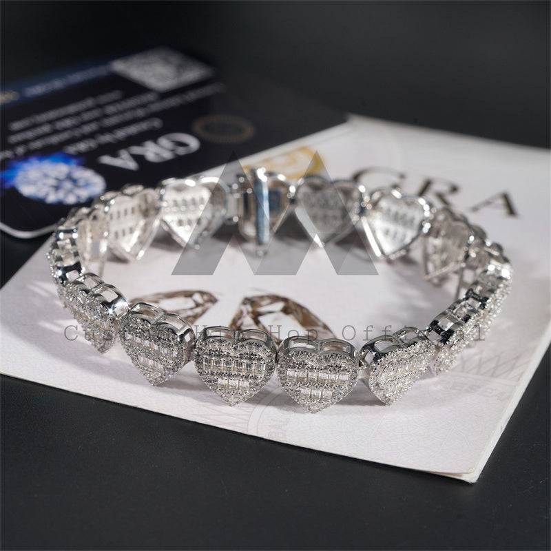 Luxury 925 Silver 13MM Baguette Moissanite Diamond Bracelet for Men Hip Hop Jewelry2