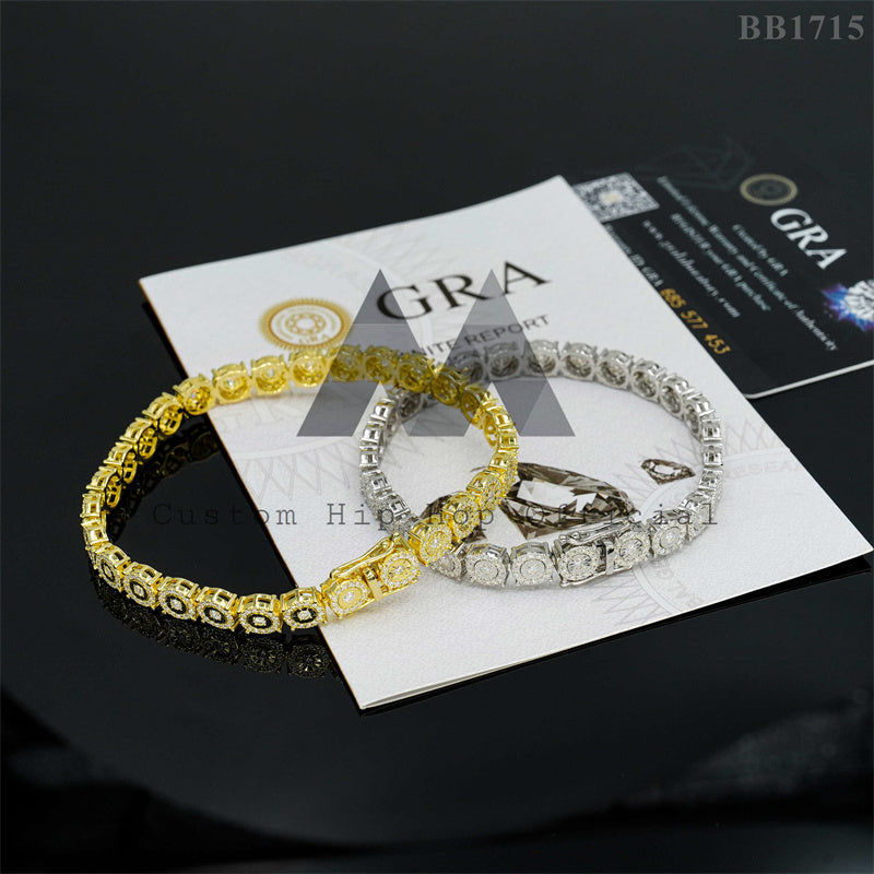 2024 new design rapper jewelry fanook style iced out disc moissanite bracelet3