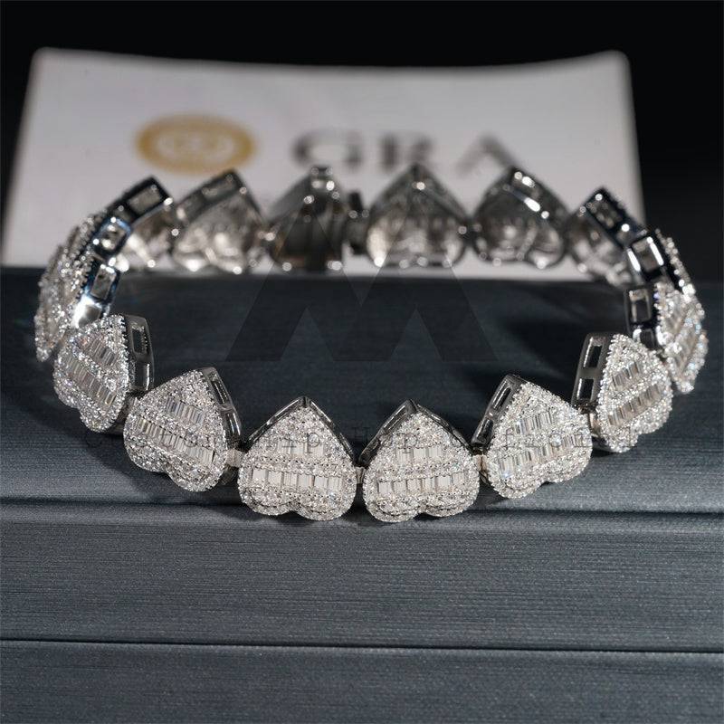 Luxury 925 Silver 13MM Baguette Moissanite Diamond Bracelet for Men Hip Hop Jewelry1