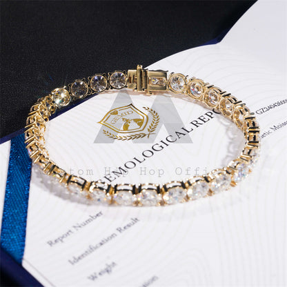 Men's 10K Solid Gold 5MM Tennis Bracelet Moissanite Diamond - Hip Hop Jewelry