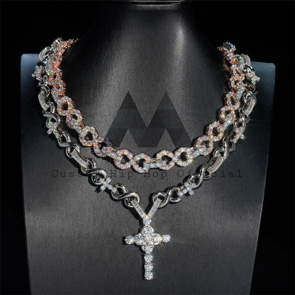 Design de moda masculina e feminina Iced Out 13MM Corrente de elos infinitos com diamante Moissanite