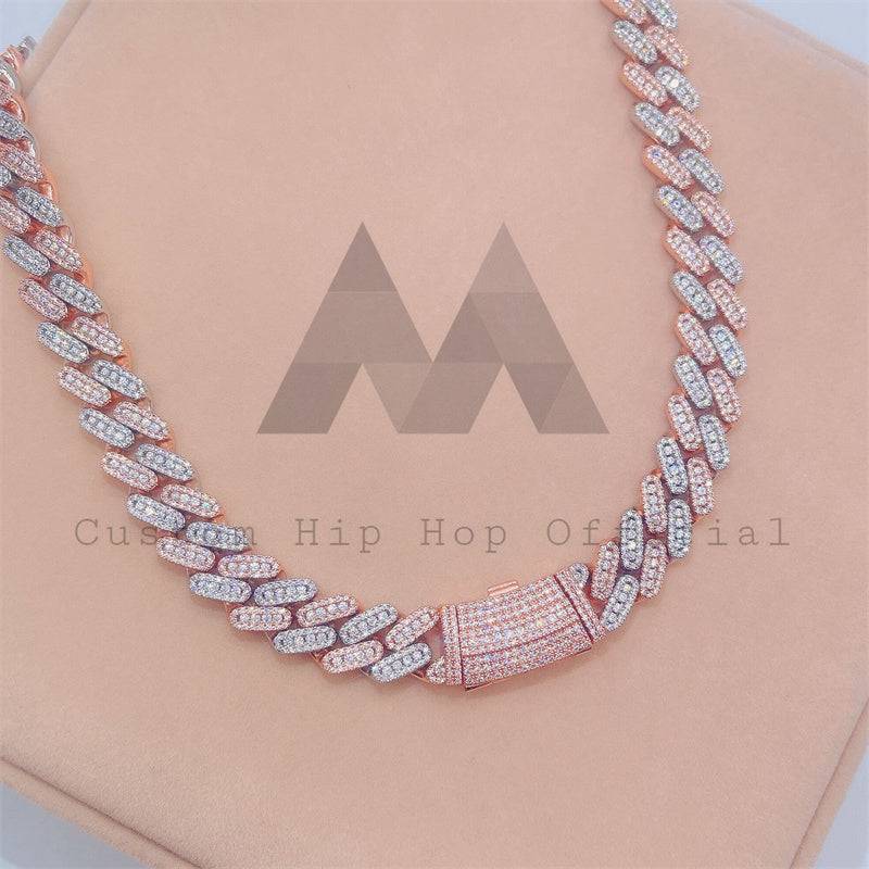 Men Fashion Design hip hop jewelry 13MM Three Stone Link Cuban Chain with Moissanite Diamond4