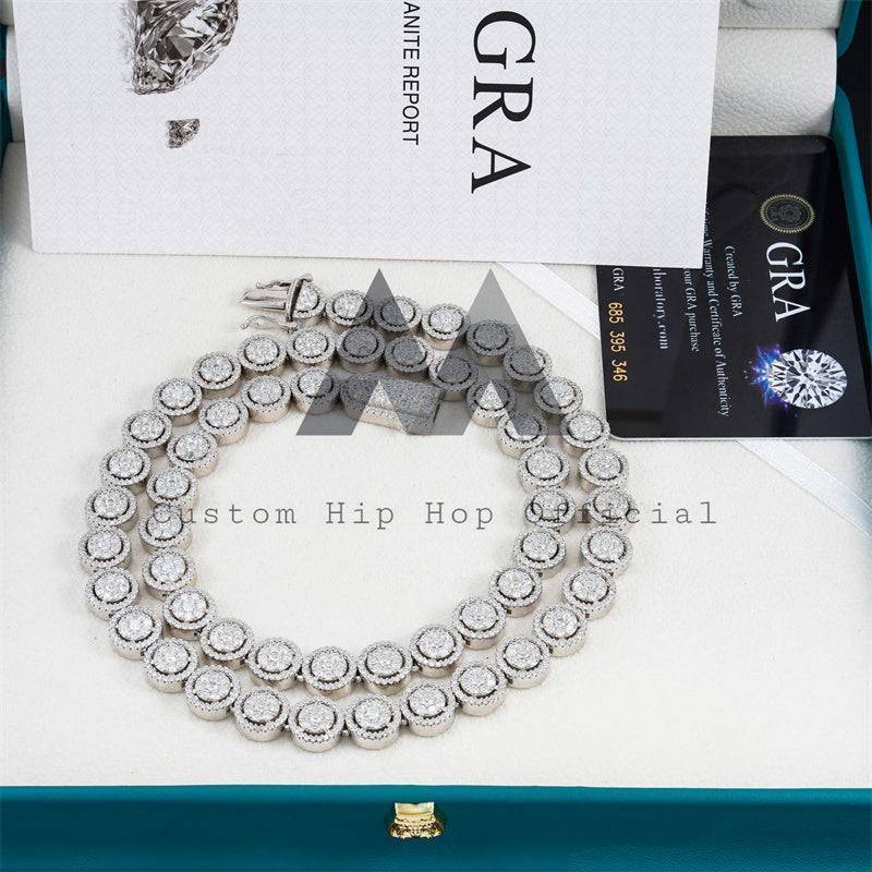 Iced Out 925 Sterling Silver Tennis Chain with 10MM VVS Moissanite Diamond hip hop jewelry2