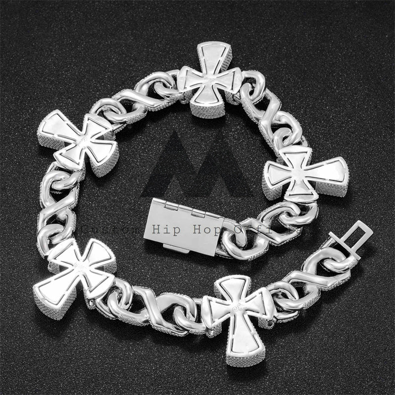 Pass Diamond Tester Infinity Link Mix Cross Charm Iced Out Moissanite Link Chain Rapper Jewelry