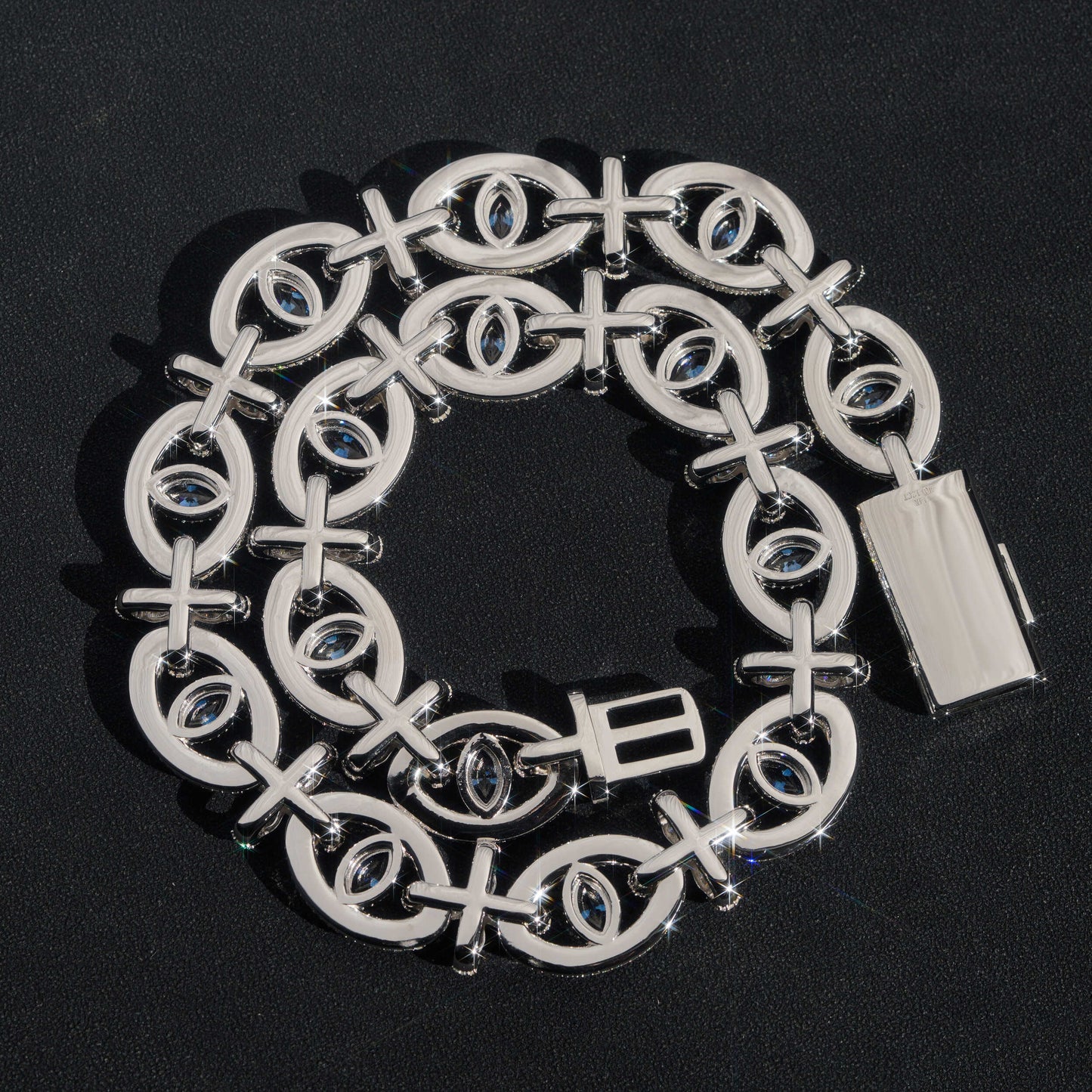 Стерлинговое серебро в стиле хип-хоп, индивидуальный дизайн, 18 мм, сапфировый цвет, муассанит, цепочка со звеньями сглаза, муассанит со льдом