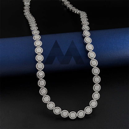 925 Sterling Silver 10MM Cluster Tennis Chain with Iced Out VVS Moissanite Diamonds for Men0