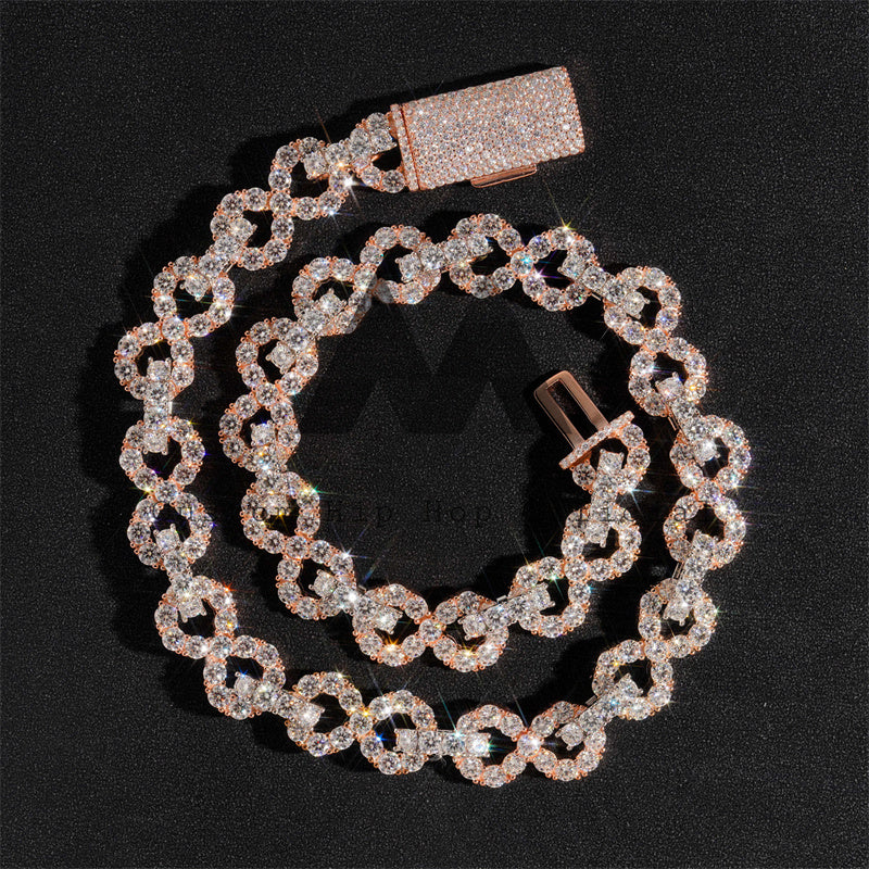 Мужская и женская модная цепочка Iced Out диаметром 13 мм с бесконечными звеньями и бриллиантами из муассанита