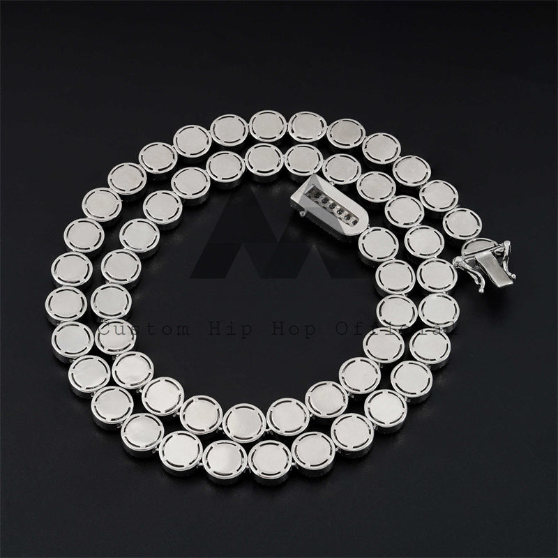 925 Sterling Silver 10MM Cluster Tennis Chain with Iced Out VVS Moissanite Diamonds for Men3