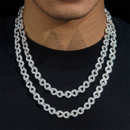 925 Sterling Silver Men Fashion Chain Iced Out 10MM Moissanite Infinity Link Chain