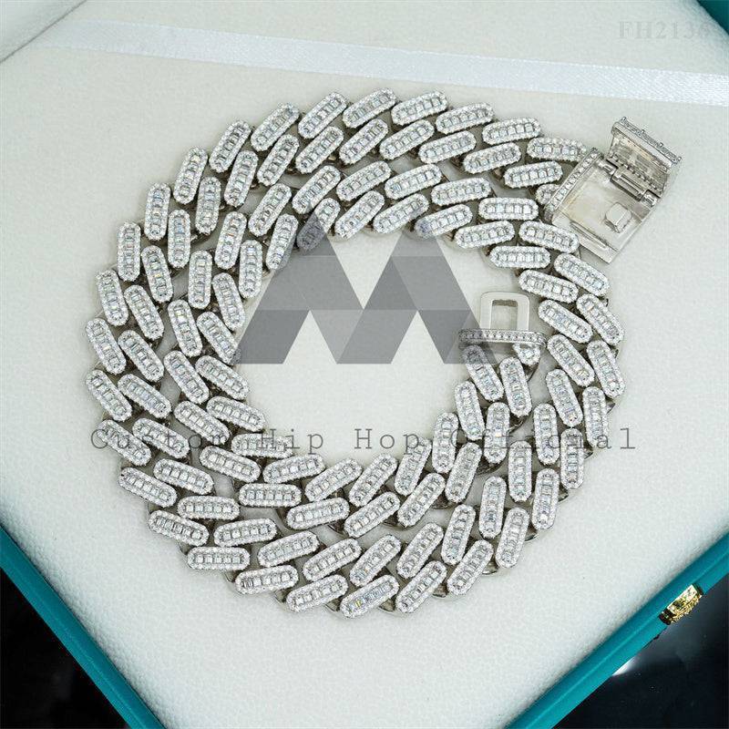 Hip hop jewelry featuring VVS Moissanite Diamond 18MM Baguette Cuban Link Chain Iced Out for Men2