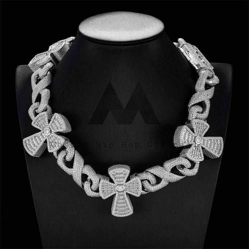 Hip hop jewelry featuring Pass Diamond Tester Infinity Link, Mix Cross Charm, Iced Out Moissanite Link Chain for rappers2