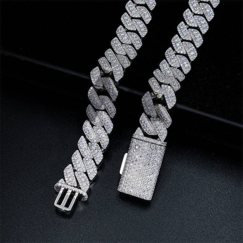 Hip Hop Iced Out Miami Thick Cuban Chain Silver With Moissanite10