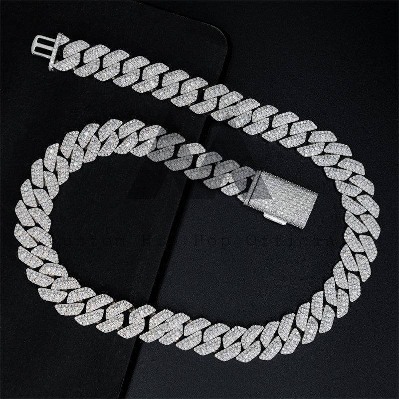 Hip Hop Iced Out Miami Thick Cuban Chain Silver With Moissanite3