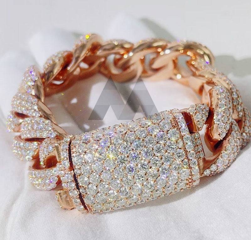 New arrival hip hop jewelry featuring iced out fancy design with fully buss down 20MM Moissanite Cuban bracelet for rappers0