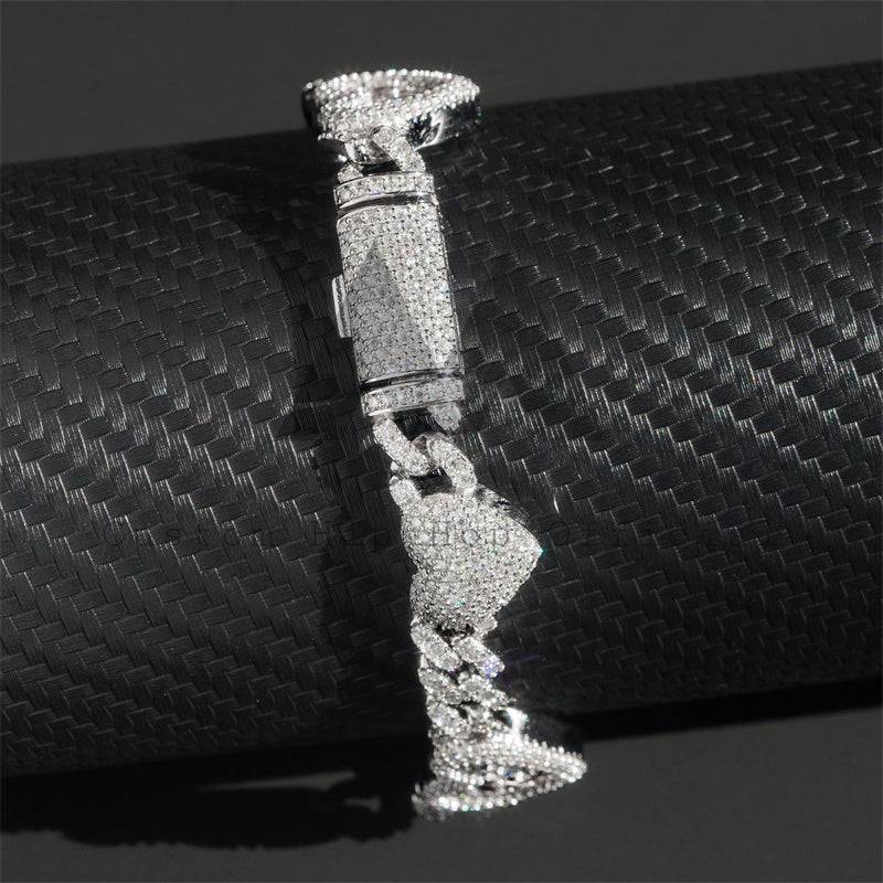 6MM Cuban Link Moissanite Bracelet in White Gold 925 Silver - Hip Hop Jewelry