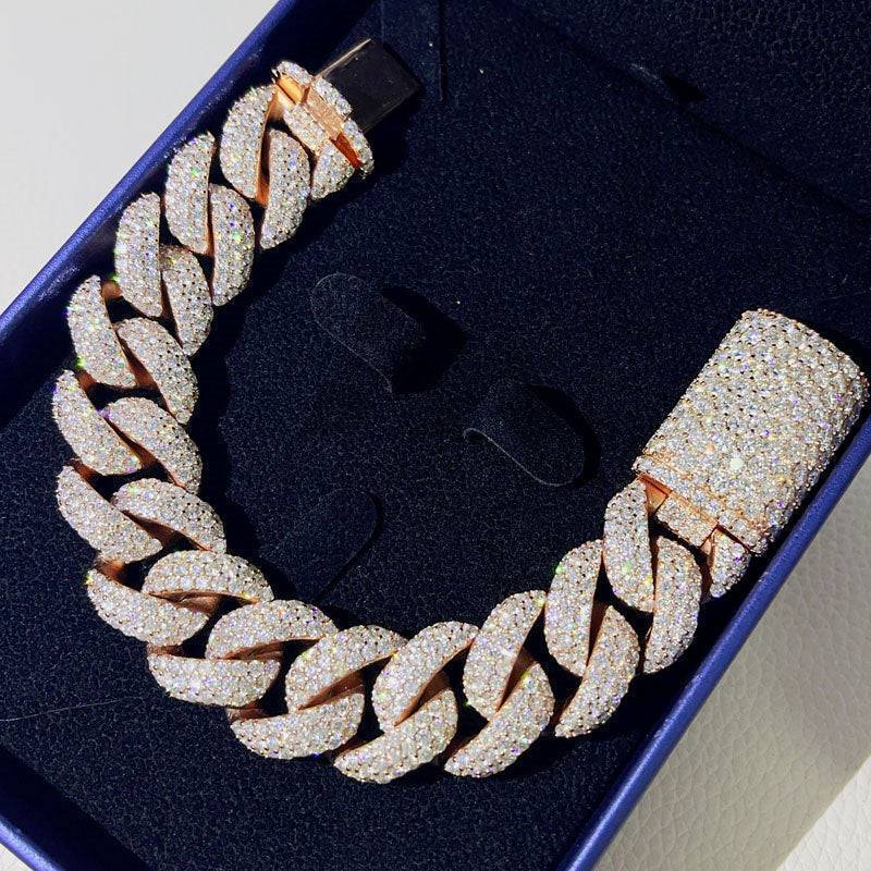 New arrival hip hop jewelry featuring iced out fancy design with fully buss down 20MM Moissanite Cuban bracelet for rappers3