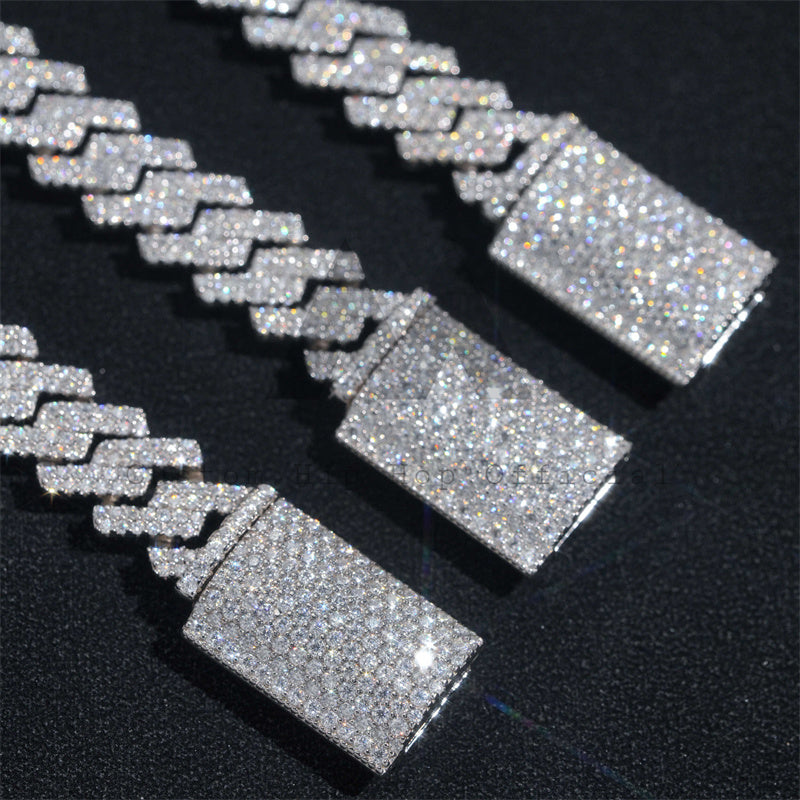 10MM Double Links VVS Moissanite Diamond Cuban Link Bracelet 925 Silver